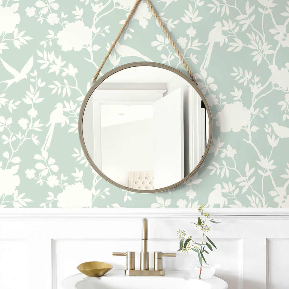 
                  
                    LN20504 mono toile chinoiserie peel and stick removable wallpaper bathroom from the Luxe Haven collection by Lillian August
                  
                