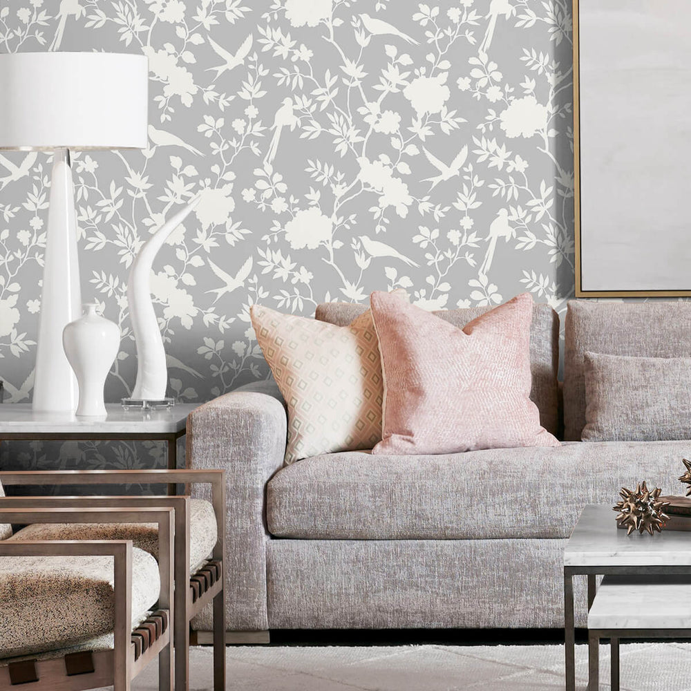 
                  
                    LN20505 mono toile chinoiserie peel and stick removable wallpaper living room from the Luxe Haven collection by Lillian August
                  
                