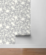 LN20505 mono toile chinoiserie peel and stick removable wallpaper roll from the Luxe Haven collection by Lillian August
