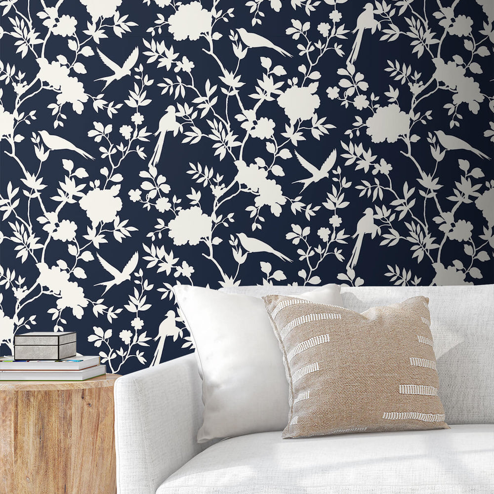 
                  
                    LN20522 mono toile chinoiserie peel and stick removable wallpaper living room from the Luxe Haven collection by Lillian August
                  
                