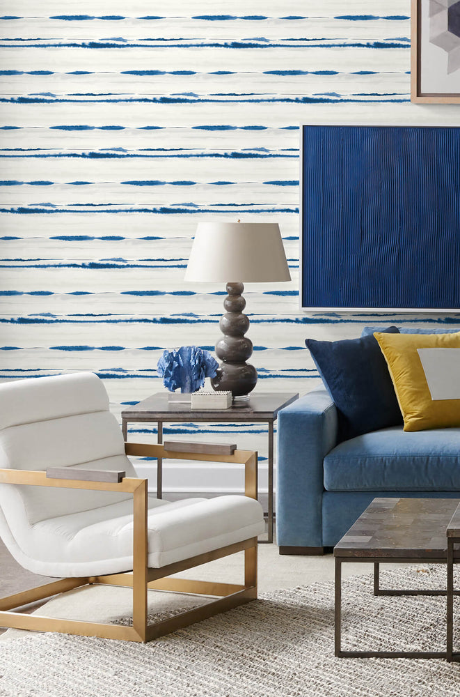 LN20602 horizon stripe abstract peel and stick wallpaper living room from the Luxe Haven collection by Lillian August