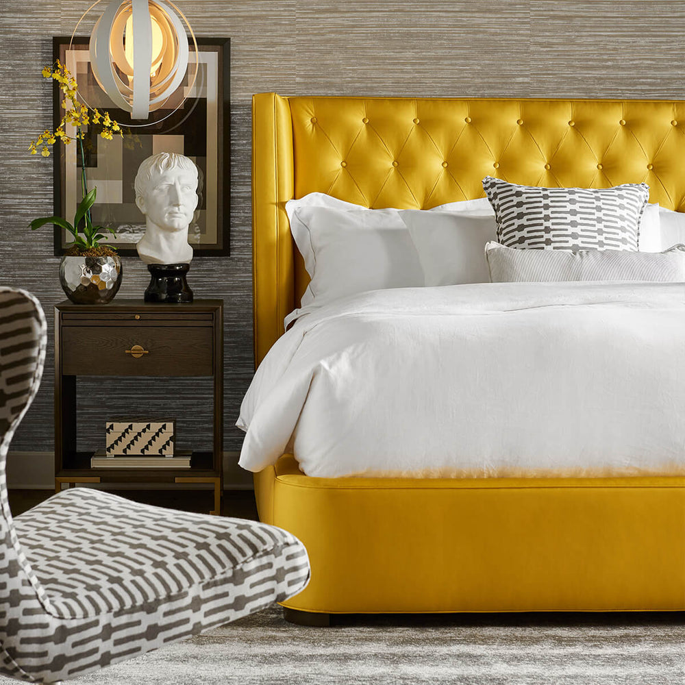 
                  
                    LN20806 Luxe sisal faux grasscloth peel and stick wallpaper bedroom from the Luxe Haven collection by Lillian August
                  
                