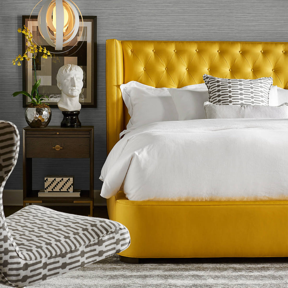 
                  
                    LN20810 Luxe sisal faux grasscloth peel and stick wallpaper bedroom from the Luxe Haven collection by Lillian August
                  
                