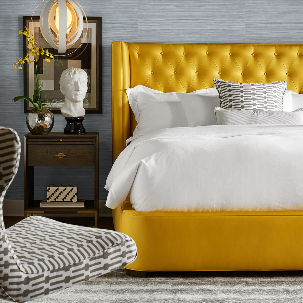 
                  
                    LN20812 Luxe sisal faux grasscloth peel and stick wallpaper bedroom from the Luxe Haven collection by Lillian August
                  
                