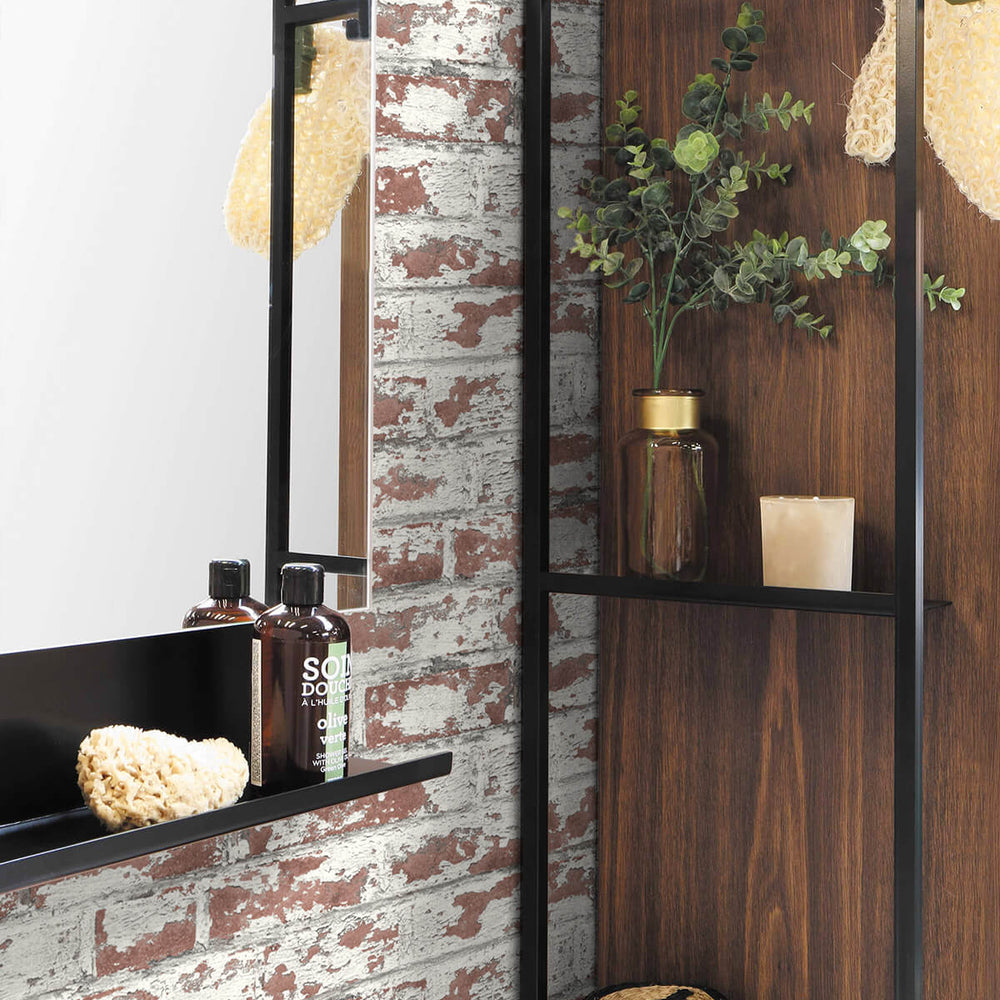 
                  
                    LN20901 Soho faux brick peel and stick removable wallpaper bathroom from the Luxe Haven collection by Lillian August
                  
                