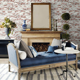 LN20901 Soho faux brick peel and stick removable wallpaper fireplace from the Luxe Haven collection by Lillian August