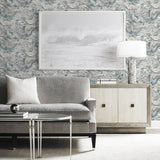LN21002 faux marble peel and stick removable wallpaper living room from the Luxe Haven collection by Lillian August