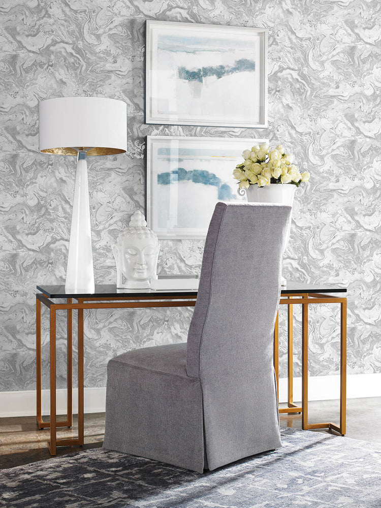 LN21003 faux marble peel and stick removable wallpaper office from the Luxe Haven collection by Lillian August
