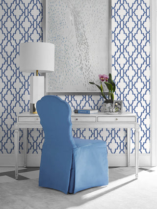 LN21102 coastal lattice peel and stick wallpaper office from the Luxe Haven collection by Lillian August