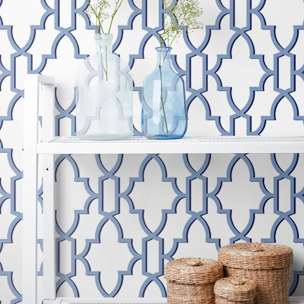 
                  
                    LN21102 coastal lattice peel and stick wallpaper shelf from the Luxe Haven collection by Lillian August
                  
                