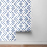 LN21102 coastal lattice peel and stick wallpaper roll from the Luxe Haven collection by Lillian August