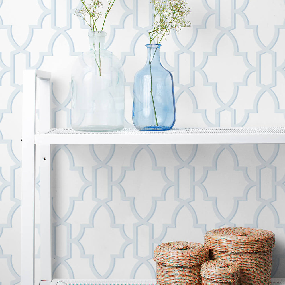 
                  
                    LN21112 coastal lattice peel and stick wallpaper shelf from the Luxe Haven collection by Lillian August
                  
                
