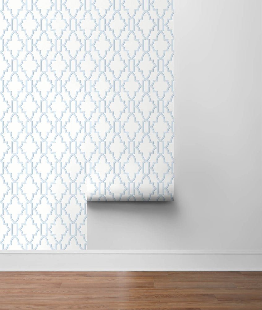 LN21112 coastal lattice peel and stick wallpaper roll from the Luxe Haven collection by Lillian August