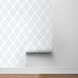 LN21112 coastal lattice peel and stick wallpaper roll from the Luxe Haven collection by Lillian August