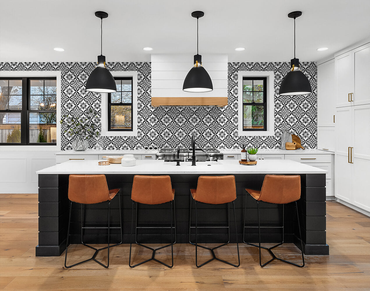 LN21200 Porto tile peel and stick wallpaper kitchen from the Luxe Haven collection by Lillian August