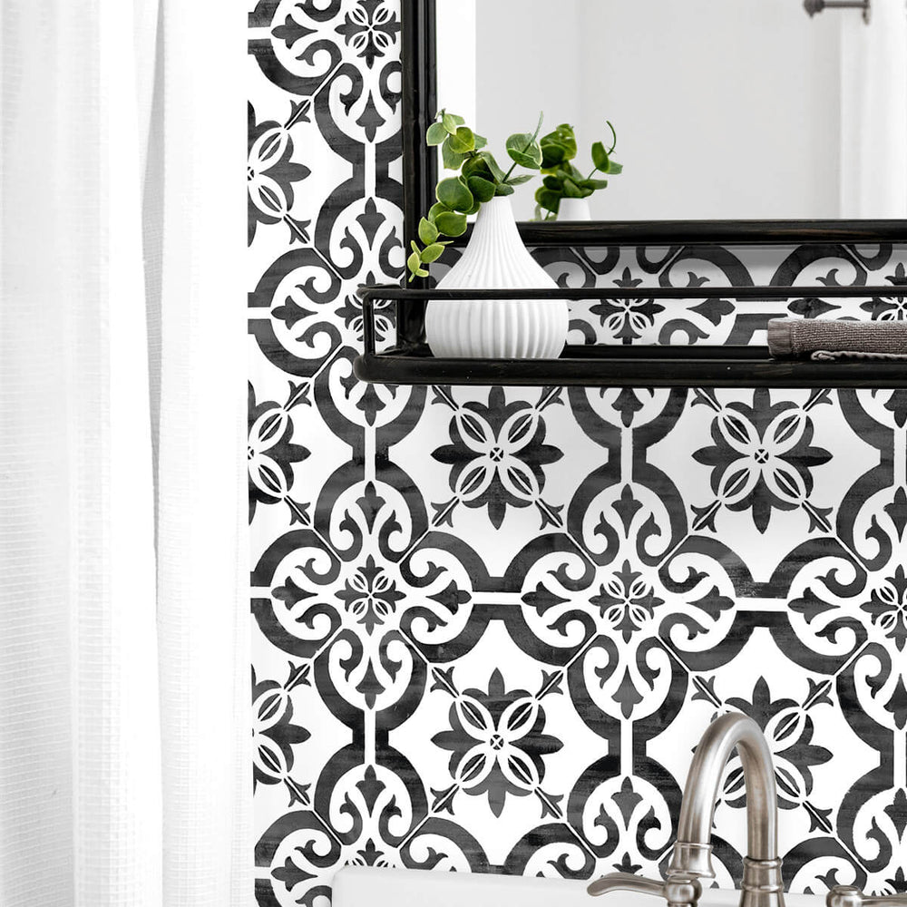 
                  
                    LN21200 Porto tile peel and stick wallpaper bathroom from the Luxe Haven collection by Lillian August
                  
                