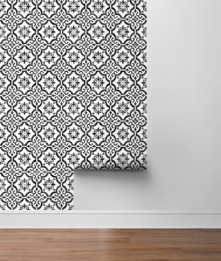 LN21200 Porto tile peel and stick wallpaper roll from the Luxe Haven collection by Lillian August