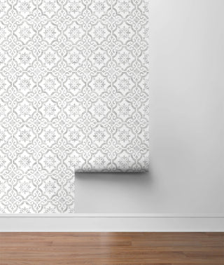 LN21205 Porto tile peel and stick wallpaper roll from the Luxe Haven collection by Lillian August