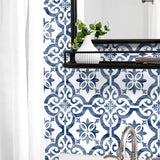 LN21212 Porto tile peel and stick wallpaper bathroom from the Luxe Haven collection by Lillian August