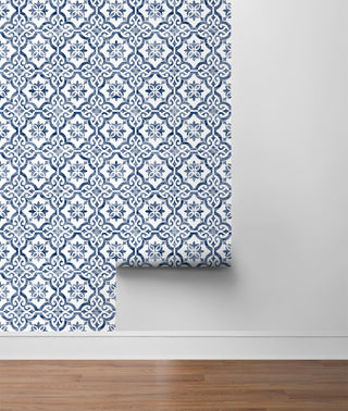 LN21212 Porto tile peel and stick wallpaper roll from the Luxe Haven collection by Lillian August