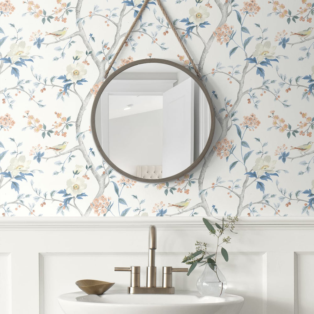 
                  
                    LN21301 floral trail chinoiserie peel and stick wallpaper bathroom from the Luxe Haven collection by Lillian August
                  
                