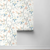 LN21301 floral trail chinoiserie peel and stick wallpaper roll from the Luxe Haven collection by Lillian August