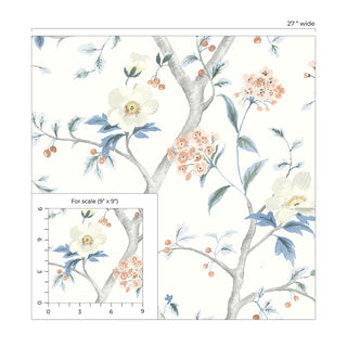 LN21301 floral trail chinoiserie peel and stick wallpaper scale from the Luxe Haven collection by Lillian August