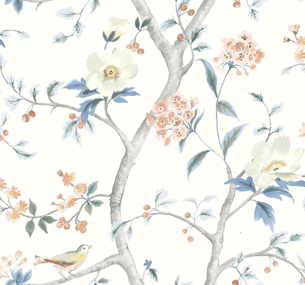 LN21301 floral trail chinoiserie peel and stick wallpaper from the Luxe Haven collection by Lillian August
