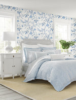 LN21302 floral trail chinoiserie peel and stick wallpaper bedroom from the Luxe Haven collection by Lillian August