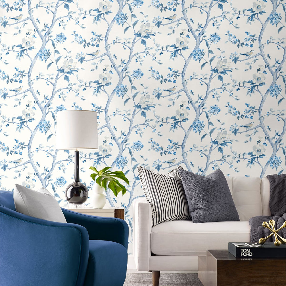 
                  
                    LN21302 floral trail chinoiserie peel and stick wallpaper living room from the Luxe Haven collection by Lillian August
                  
                