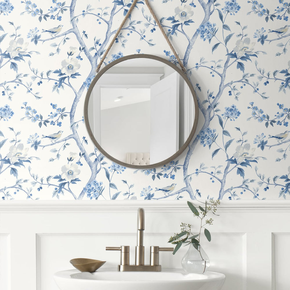 
                  
                    LN21302 floral trail chinoiserie peel and stick wallpaper bathroom from the Luxe Haven collection by Lillian August
                  
                