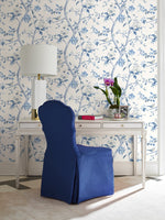 LN21302 floral trail chinoiserie peel and stick wallpaper office from the Luxe Haven collection by Lillian August
