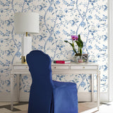 LN21302 floral trail chinoiserie peel and stick wallpaper office from the Luxe Haven collection by Lillian August