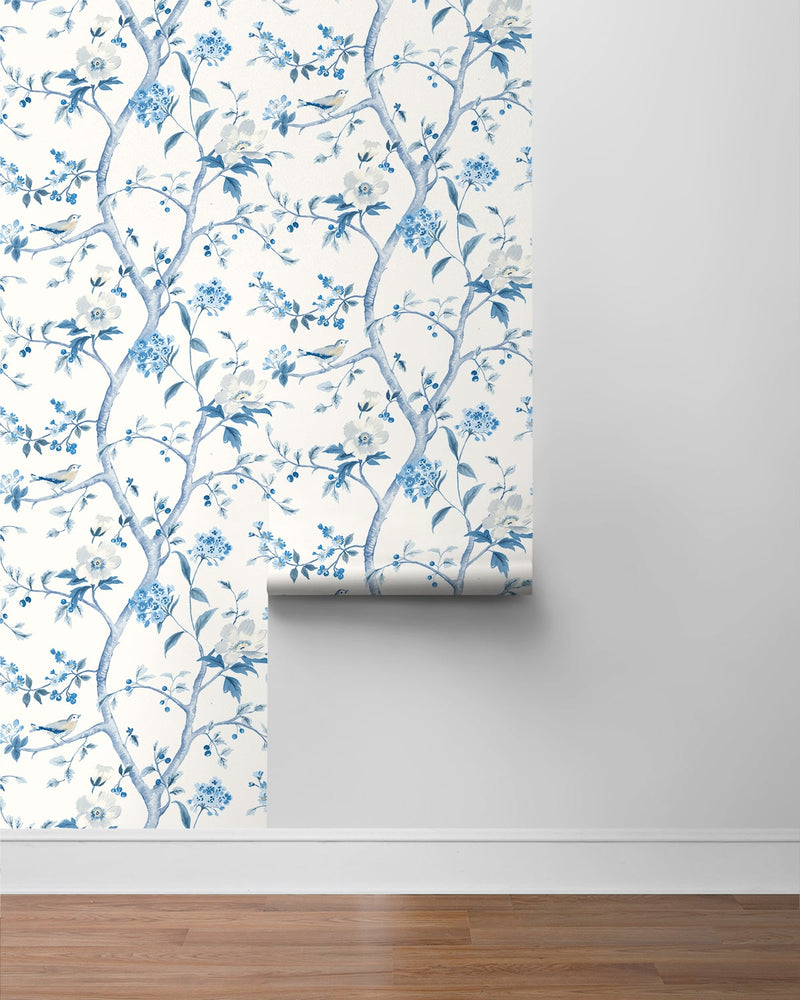 LN21302 floral trail chinoiserie peel and stick wallpaper roll from the Luxe Haven collection by Lillian August