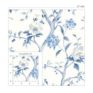 LN21302 floral trail chinoiserie peel and stick wallpaper scale from the Luxe Haven collection by Lillian August