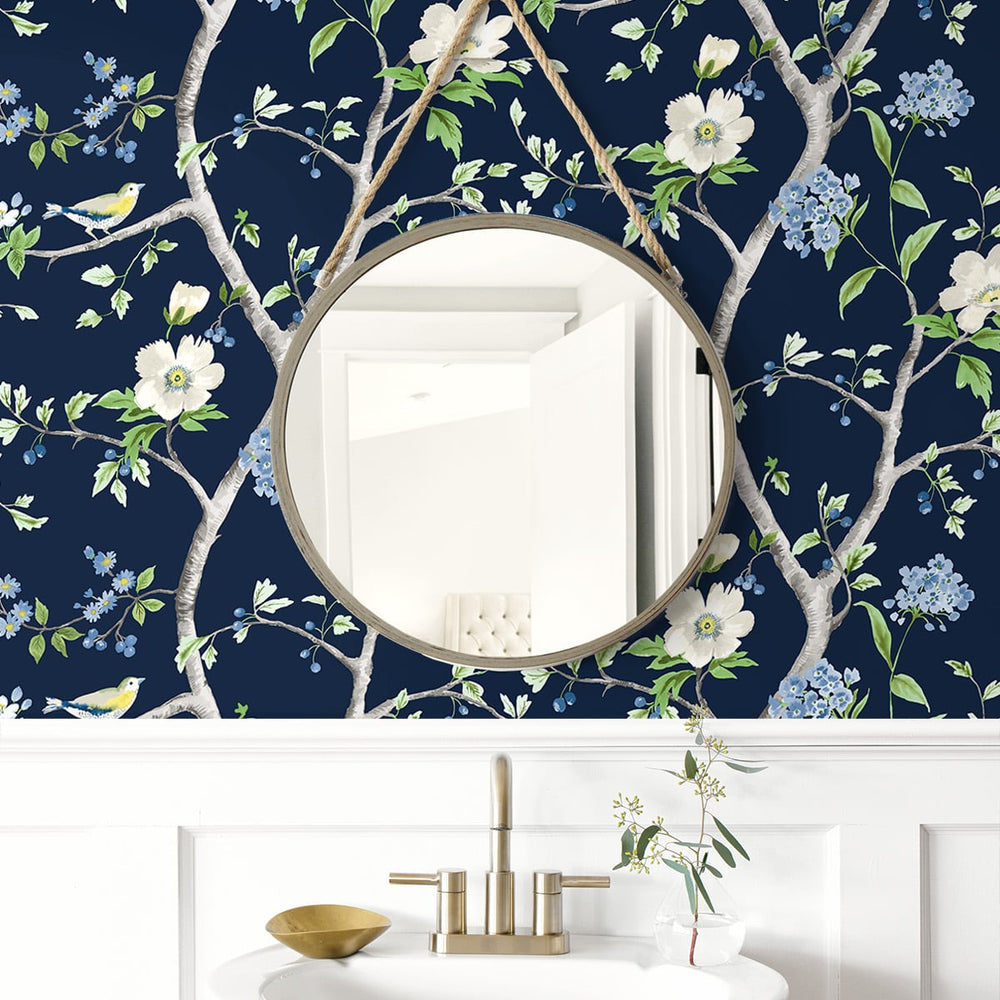 
                  
                    LN21312 floral trail chinoiserie peel and stick wallpaper bathroom from the Luxe Haven collection by Lillian August
                  
                