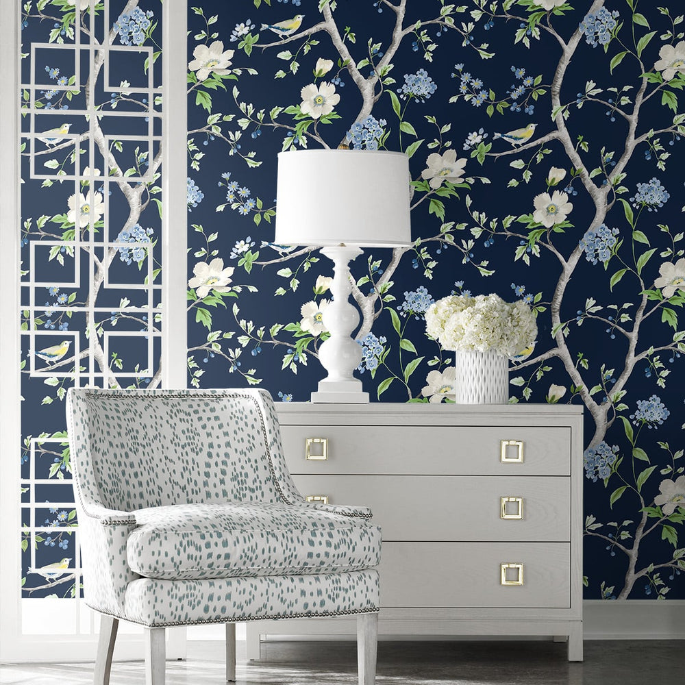 
                  
                    LN21312 floral trail chinoiserie peel and stick wallpaper living room from the Luxe Haven collection by Lillian August
                  
                