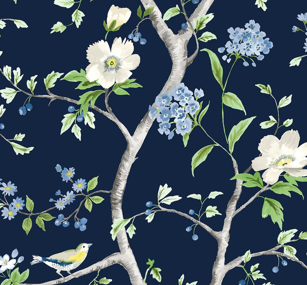 LN21312 floral trail chinoiserie peel and stick wallpaper from the Luxe Haven collection by Lillian August
