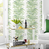 LN30104 Keana Palm peel and stick wallpaper bar cart from the Luxe Haven collection by Lillian August