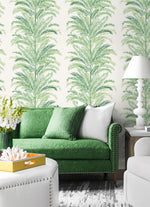 LN30104 Keana Palm peel and stick wallpaper living room from the Luxe Haven collection by Lillian August