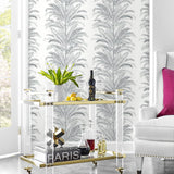 LN30108 Keana Palm peel and stick wallpaper bar cart from the Luxe Haven collection by Lillian August