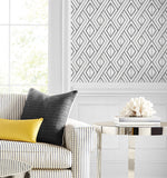 LN30200 boho grid geometric peel and stick removable wallpaper living room from the Luxe Haven collection by Lillian August