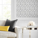 LN30200 boho grid geometric peel and stick removable wallpaper living room from the Luxe Haven collection by Lillian August