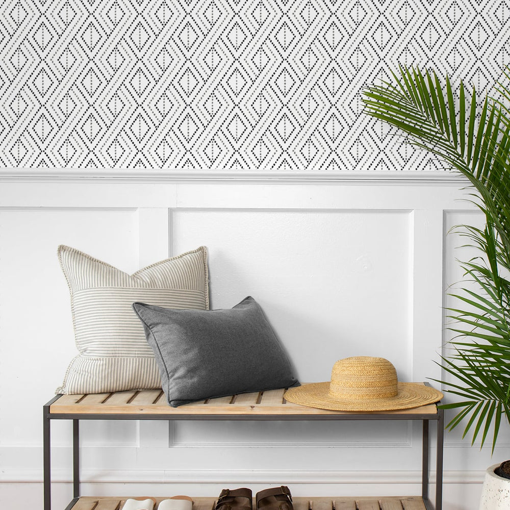 
                  
                    LN30200 boho grid geometric peel and stick removable wallpaper entryway from the Luxe Haven collection by Lillian August
                  
                