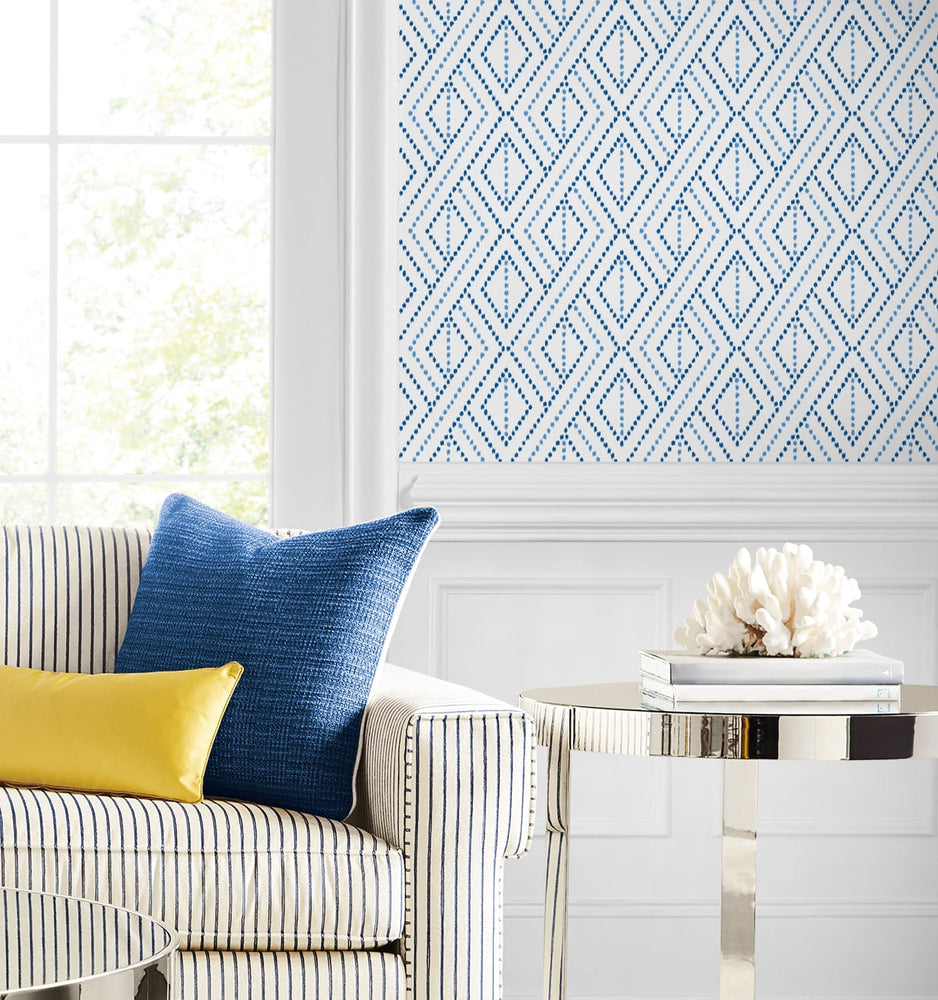 LN30202 boho grid geometric peel and stick removable wallpaper living room from the Luxe Haven collection by Lillian August