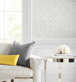 LN30208 boho grid geometric peel and stick removable wallpaper living room from the Luxe Haven collection by Lillian August