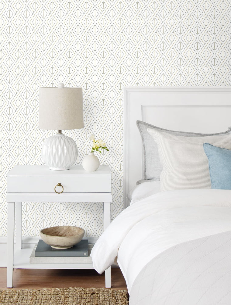 LN30208 boho grid geometric peel and stick removable wallpaper bedroom from the Luxe Haven collection by Lillian August