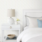 LN30208 boho grid geometric peel and stick removable wallpaper bedroom from the Luxe Haven collection by Lillian August