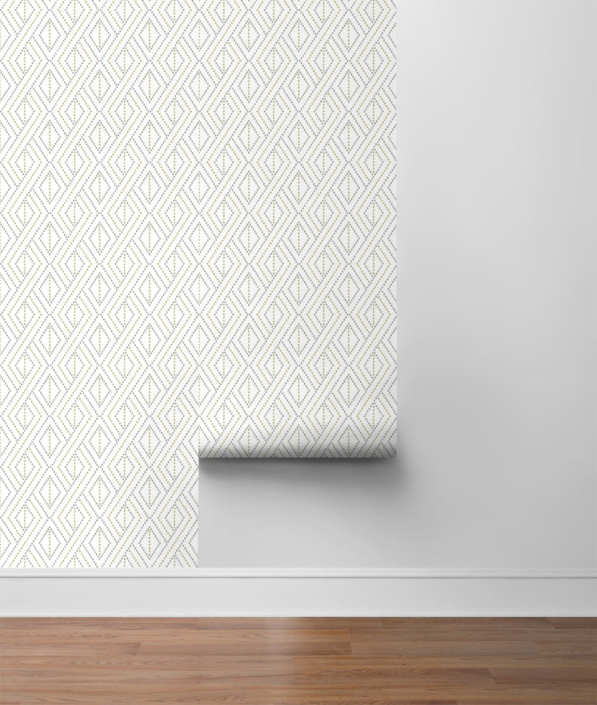 LN30208 boho grid geometric peel and stick removable wallpaper roll from the Luxe Haven collection by Lillian August