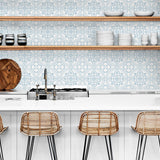 LN30302 villa mar faux tile peel and stick wallpaper kitchen from the Luxe Haven collection by Lillian August